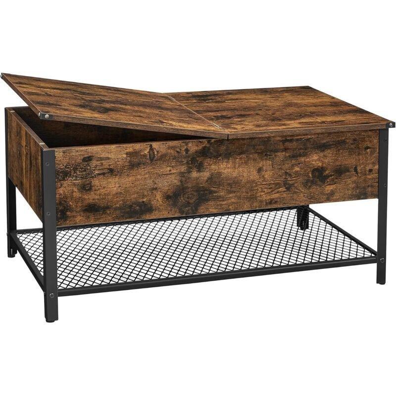 Endüstriyel Ahşap Orta Sehpa 100x55x47 cm Kahverengi-Siyah - 103167