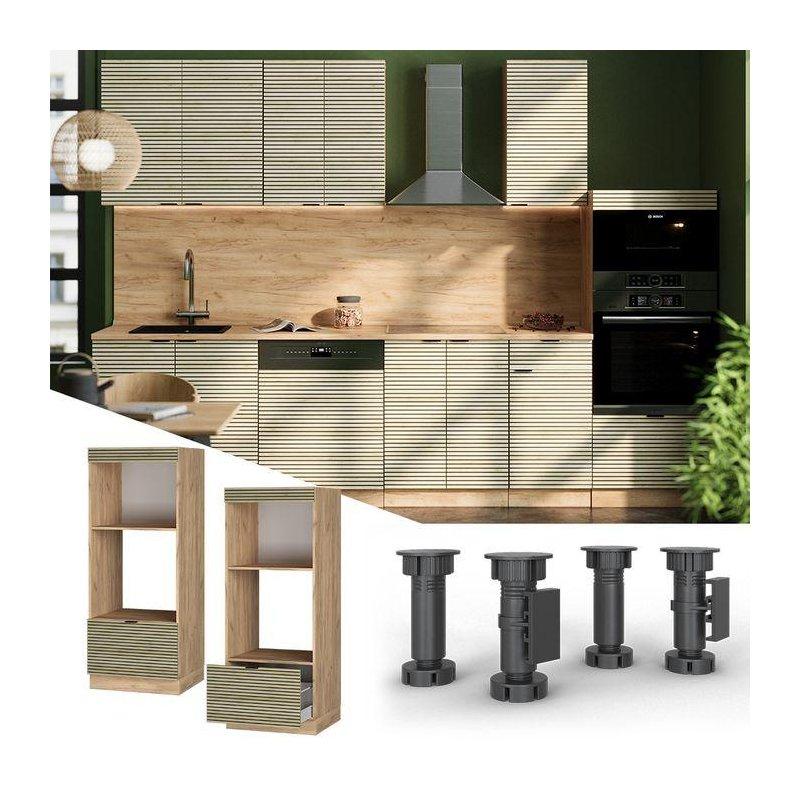 Endüstriyel Ahşap Panelli Mikrodalga Fırın Dolabı 60x154x58 cm - 100972