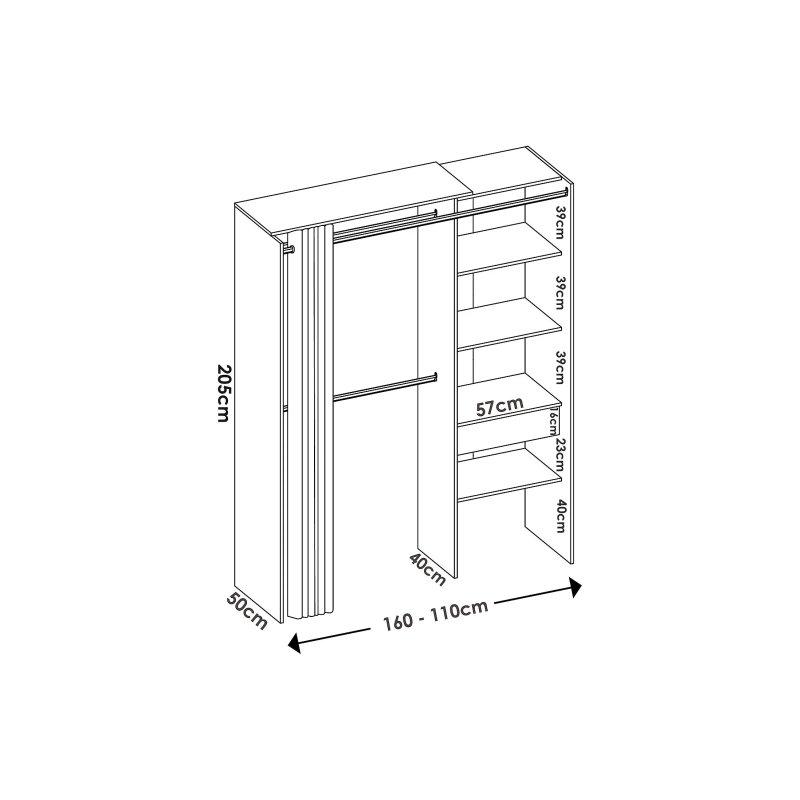 Endüstriyel Ahşap Perdeli Gardrop 160x205 cm Doğal Meşe ve Antrasit - 90310