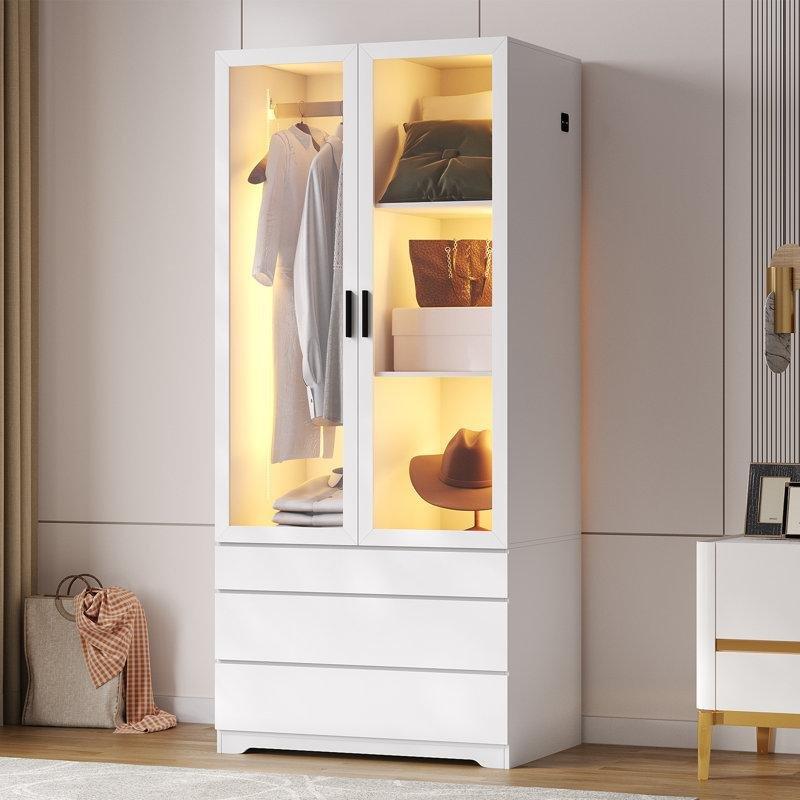 Endüstriyel Ahşap Şeffaf Camlı Gardrop 178 cm x 80 cm x 55 cm - 90973