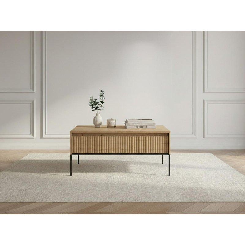 Endüstriyel ahşap tasarımlı çekmeceli orta sehpa 100x70 cm - 104029