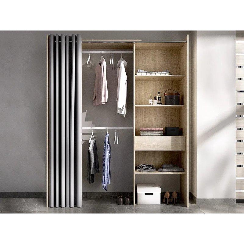 Endüstriyel Ahşap ve Gri Ceviz Gardrop 110-160 cm - 90346