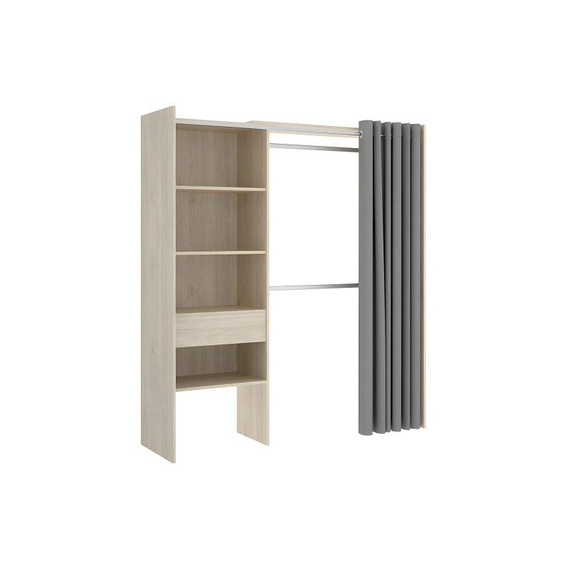 Endüstriyel Ahşap ve Gri Ceviz Gardrop 110-160 cm - 90346