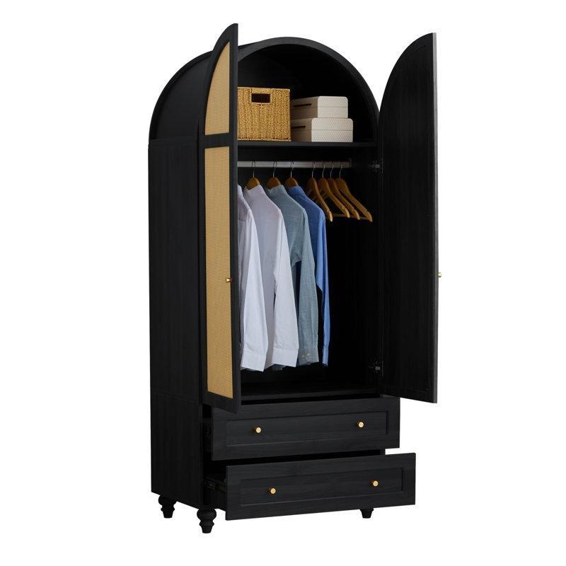 Endüstriyel Ahşap ve Hasır Detaylı Gardrop 190 cm x 80 cm x 50 cm - 91000