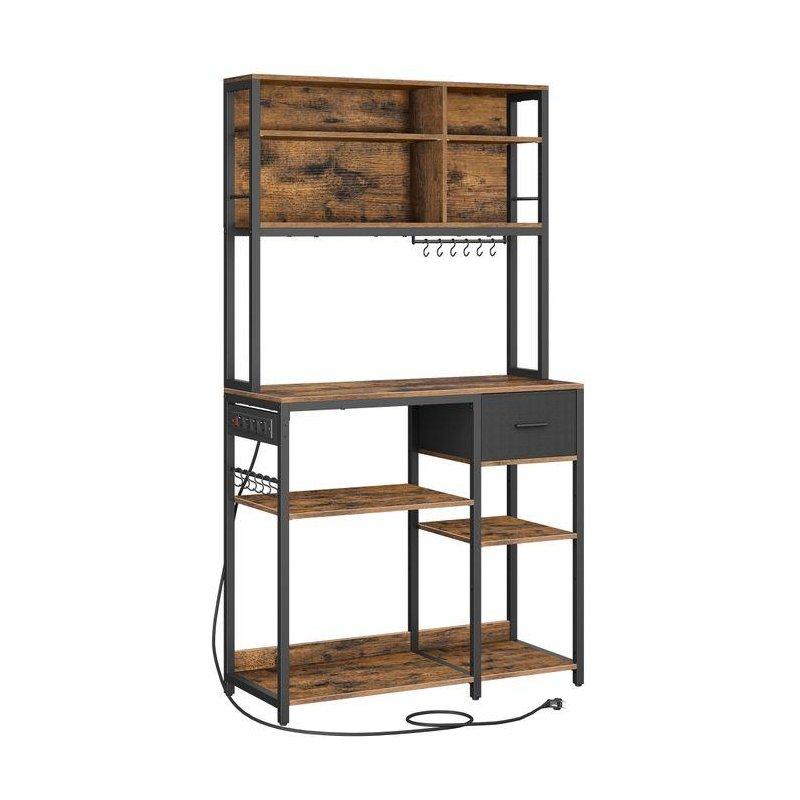 Endüstriyel Ahşap ve Metal Kahve Köşesi 40x100x180 cm Marron Rustique Siyah - 100086