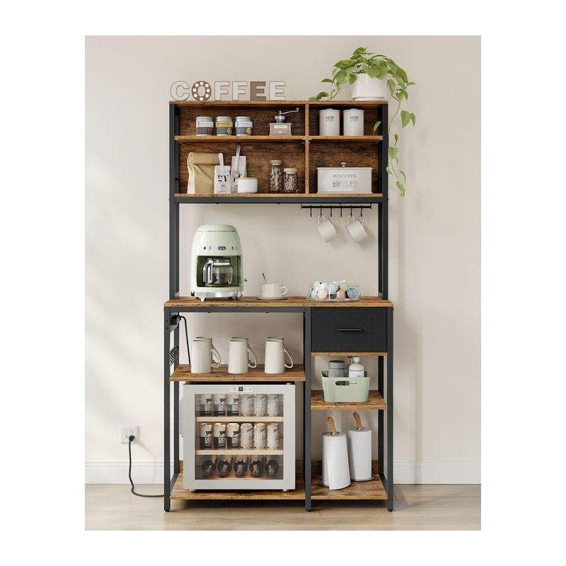 Endüstriyel Ahşap ve Metal Kahve Köşesi 40x100x180 cm Marron Rustique Siyah - 100086