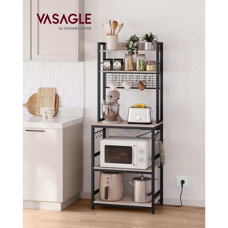 Endüstriyel Ahşap ve Metal Mutfak Rafı 40x60x170 cm Gri-Siyah Renk - 100740