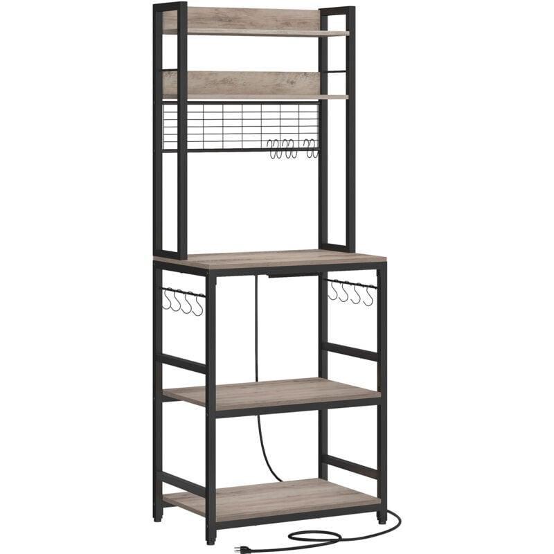 Endüstriyel Ahşap ve Metal Mutfak Rafı 40x60x170 cm Gri-Siyah Renk - 100740