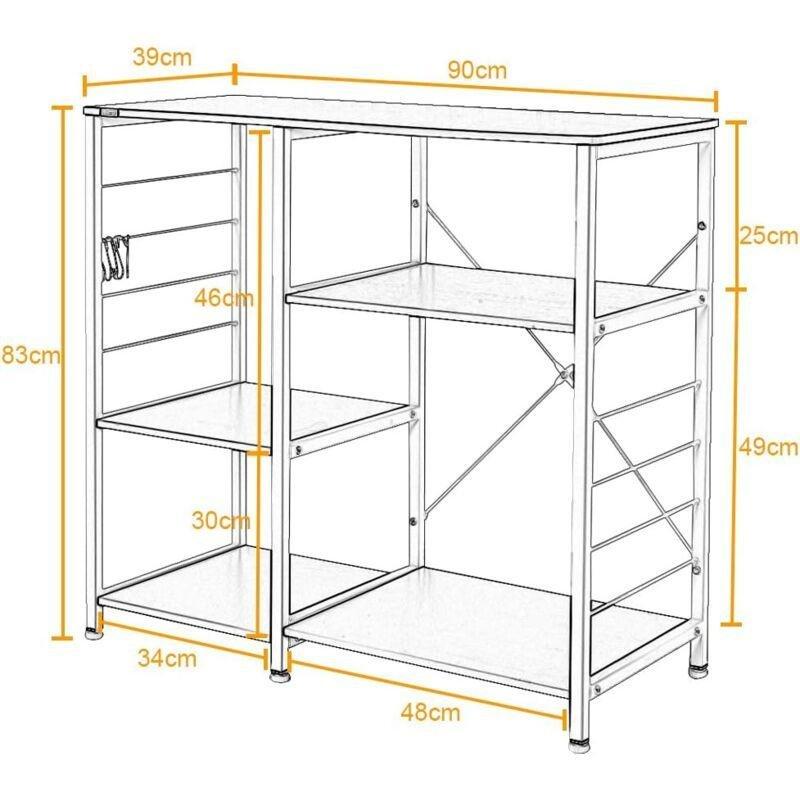Endüstriyel Ahşap ve Metal Mutfak Rafı Kahverengi 90x40x83 cm - 100795