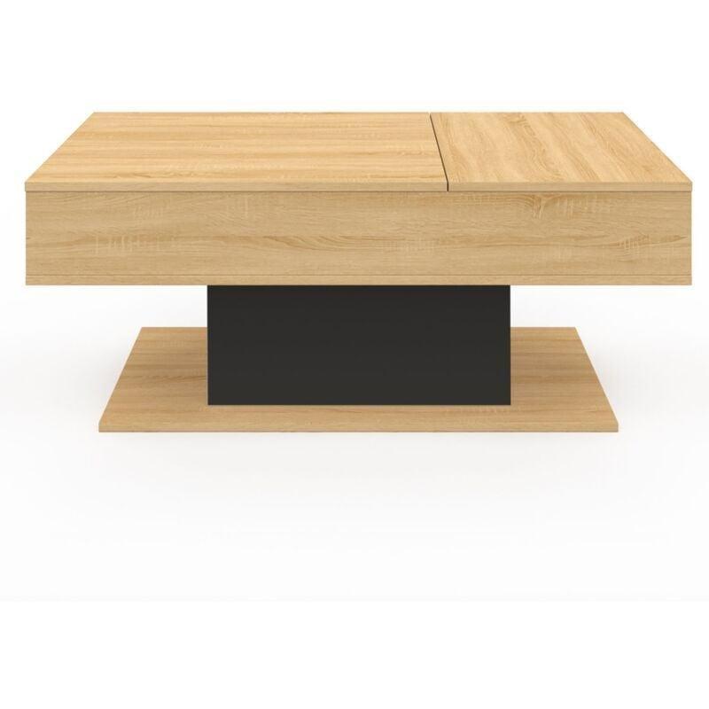 Endüstriyel Ahşap ve Siyah Renk Dikdörtgen İki Kademeli Akıllı Sehpa 100x60 cm - 101629