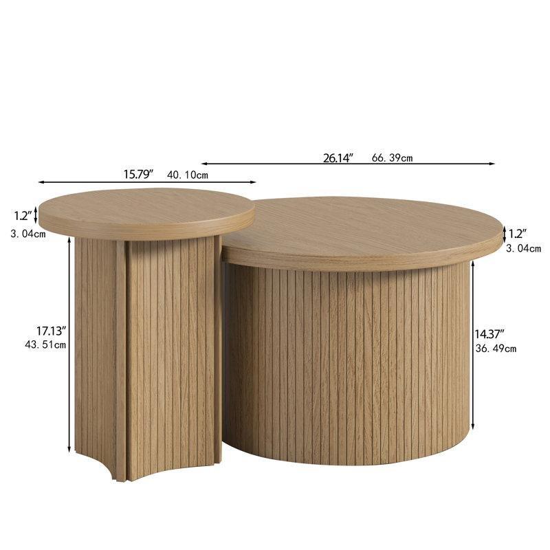 Endüstriyel Ahşap Yuvarlak 2 Li İç İçe Geçmeli Orta Sehpa Seti 43 cm x 66 cm - 104575