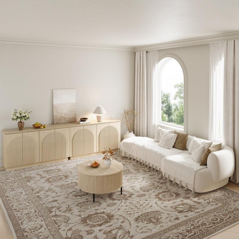 Endüstriyel Ahşap Yuvarlak Açılır Akıllı Sehpa 80 cm - 101085