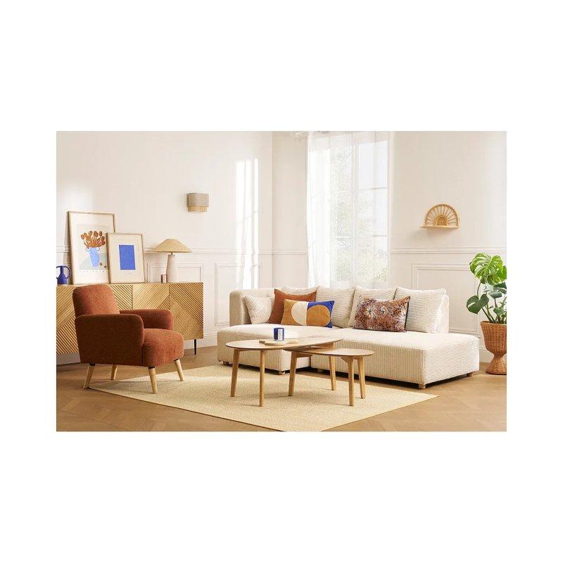 Endüstriyel ahşap yuvarlak orta sehpa 100x50 cm açık meşe (2 adet) - 102174