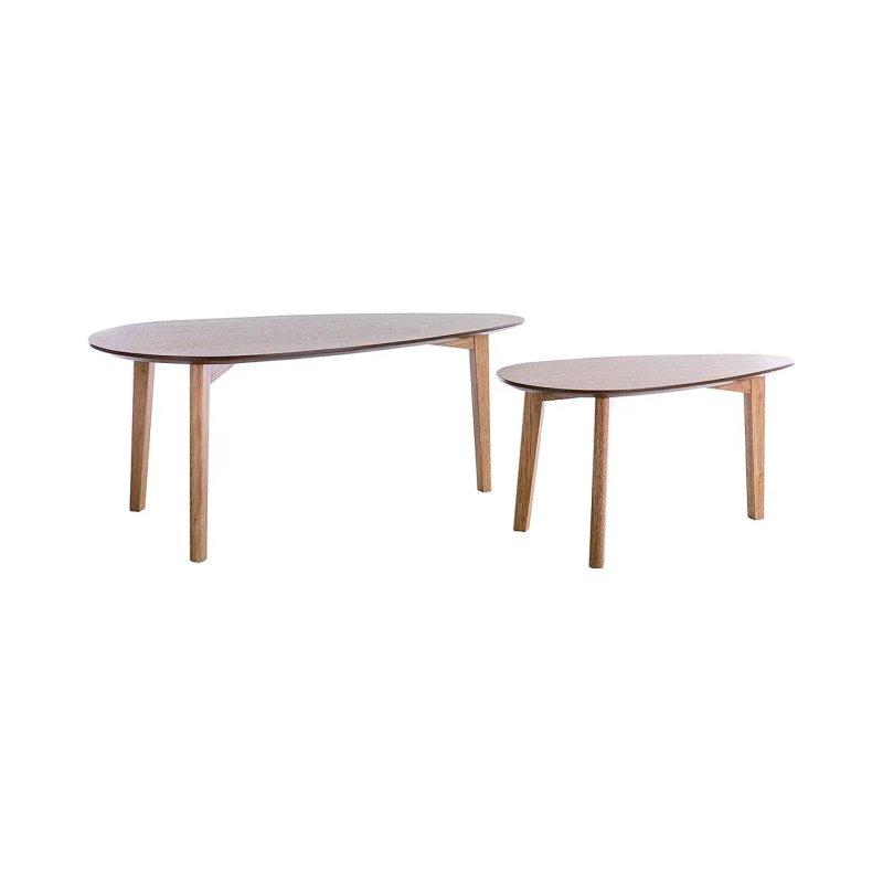 Endüstriyel ahşap yuvarlak orta sehpa 100x50 cm açık meşe (2 adet) - 102174