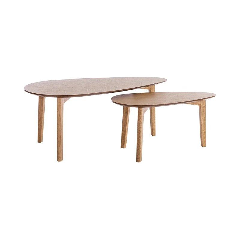 Endüstriyel ahşap yuvarlak orta sehpa 100x50 cm açık meşe (2 adet) - 102174