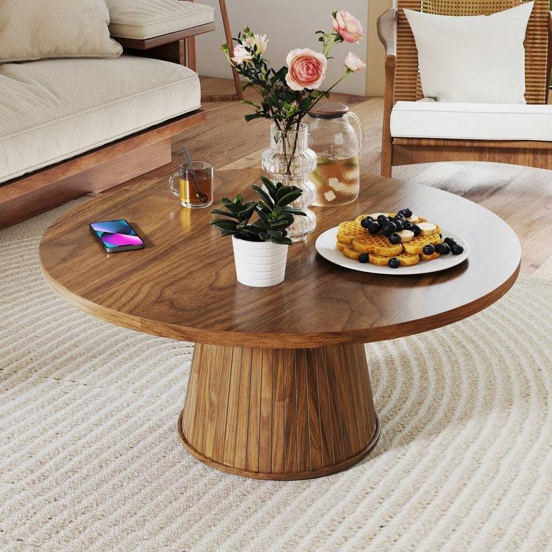 Endüstriyel Ahşap Yuvarlak Orta Sehpa 80 cm - 104587