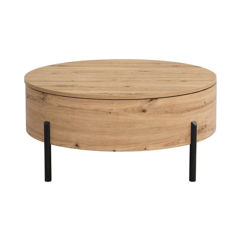 Endüstriyel Ahşap Yuvarlak Orta Sehpa 80x80 cm Dönebilen Tablalı - 102408