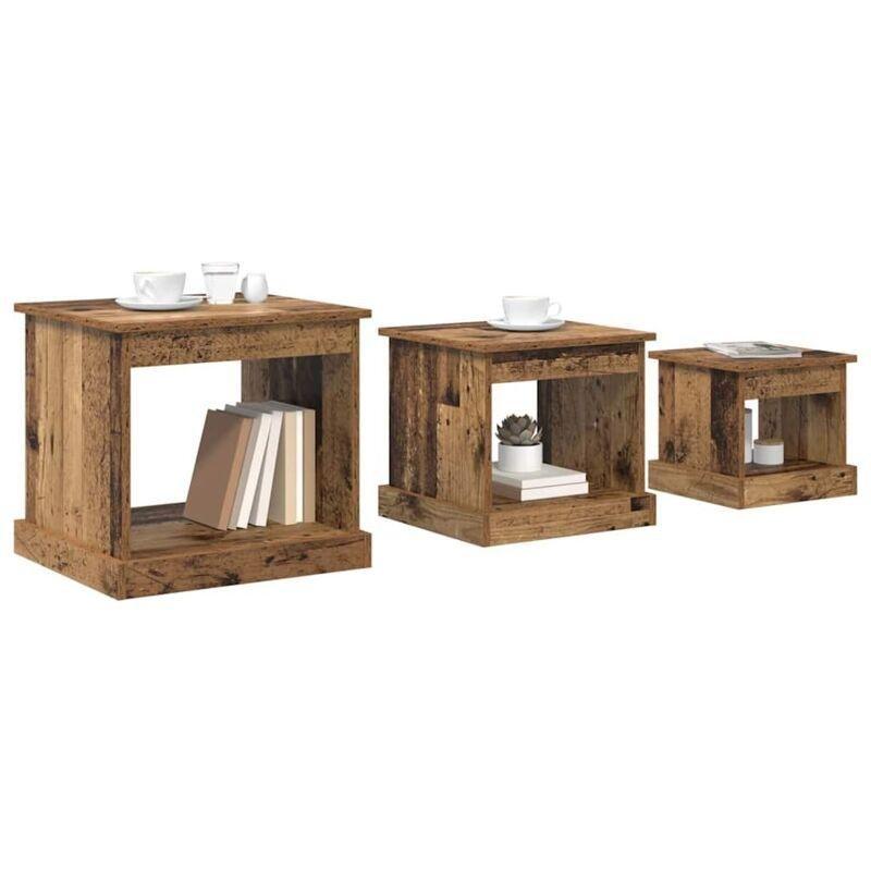 Endüstriyel Ahşap Zigon Sehpa Kahverengi 48x45x45 cm - 107097