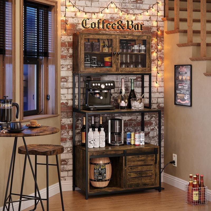 Endüstriyel Metal Kahve Köşesi 160 cm Mikrodalgalı Gri - 99982