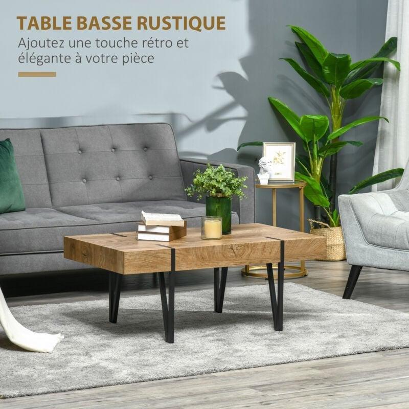 Endüstriyel Tarzda MDF Orta Sehpa 105x60 cm Siyah Metal Ayaklı - 103414
