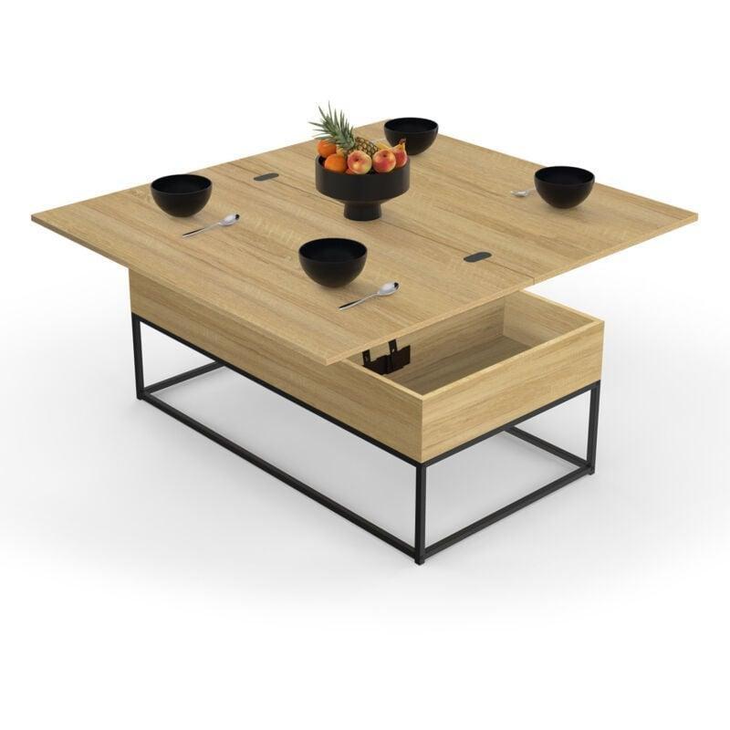 Endüstriyel Tasarımlı Açılır Akıllı Sehpa Ahşap Metal 110x55 cm - 101717