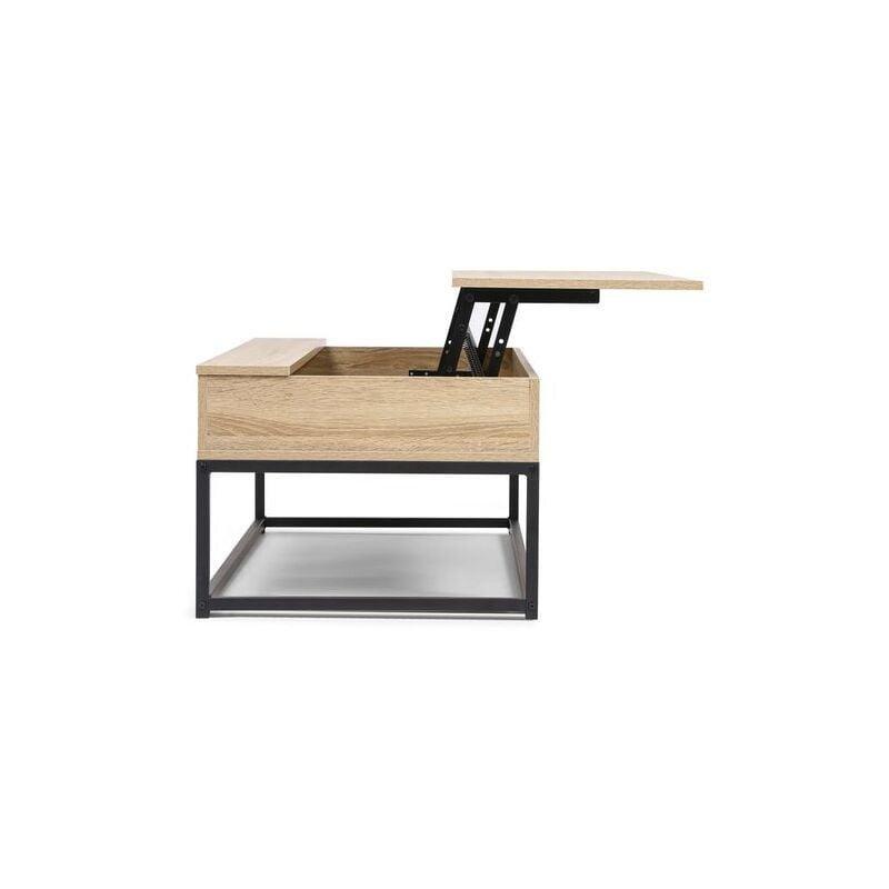 Endüstriyel Tasarımlı Açılır Akıllı Sehpa Doğal Ahşap 100x55 cm - 101727