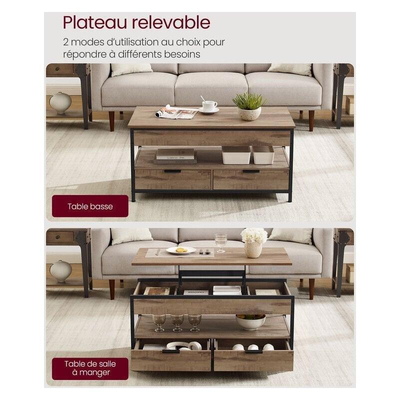 Endüstriyel Tasarımlı Açılır Akıllı Sehpa Kahverengi Siyah 50x100 cm - 101714