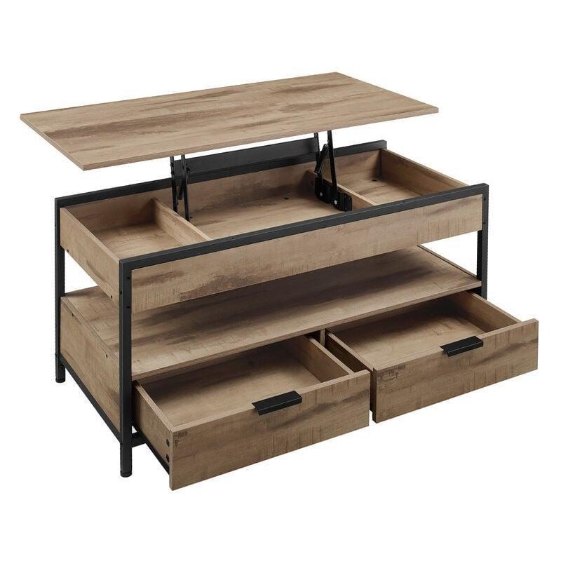Endüstriyel Tasarımlı Açılır Akıllı Sehpa Kahverengi Siyah 50x100 cm - 101714