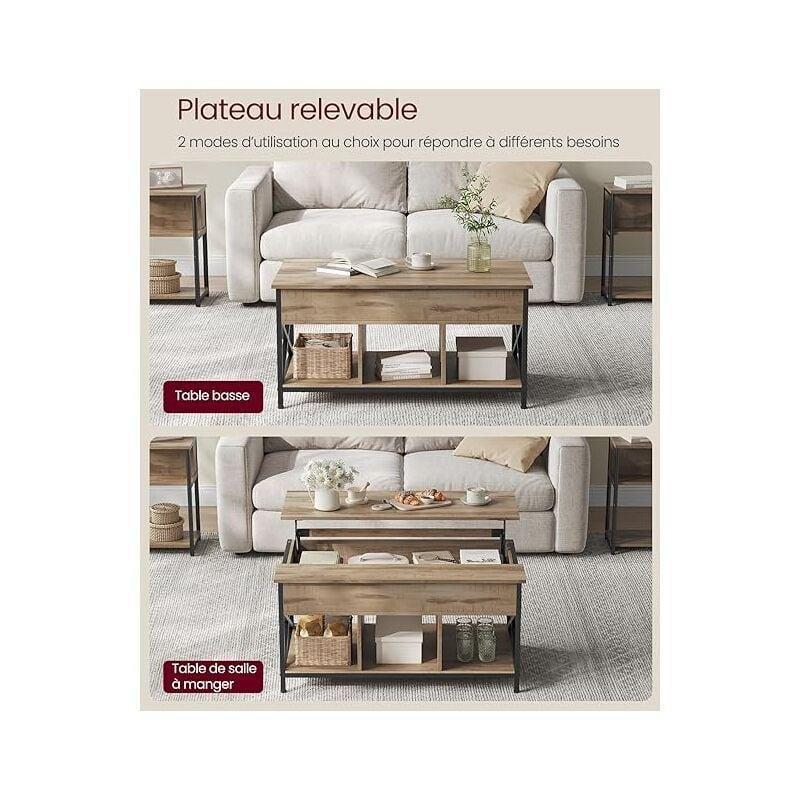 Endüstriyel Tasarımlı Açılır Akıllı Sehpa Kahverengi ve Siyah 60x100 cm - 101655