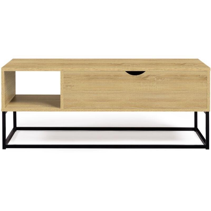 Endüstriyel Tasarımlı Açılır Plateau Akıllı Sehpa 110x55 cm Siyah Ahşap - 101691