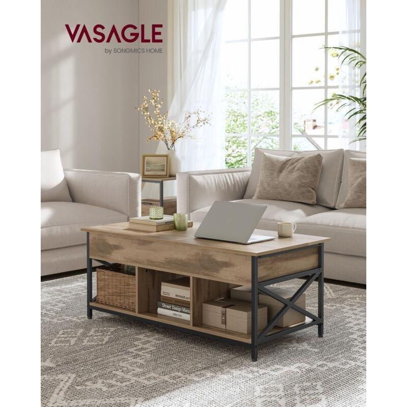 Endüstriyel Tasarımlı Açılır Plateau Akıllı Sehpa 60x120 cm Kahverengi-Siyah - 101513