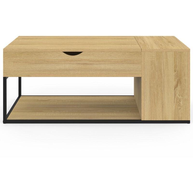 Endüstriyel Tasarımlı Açılır Plateau Bej Akıllı Sehpa 100x55 cm - 101556