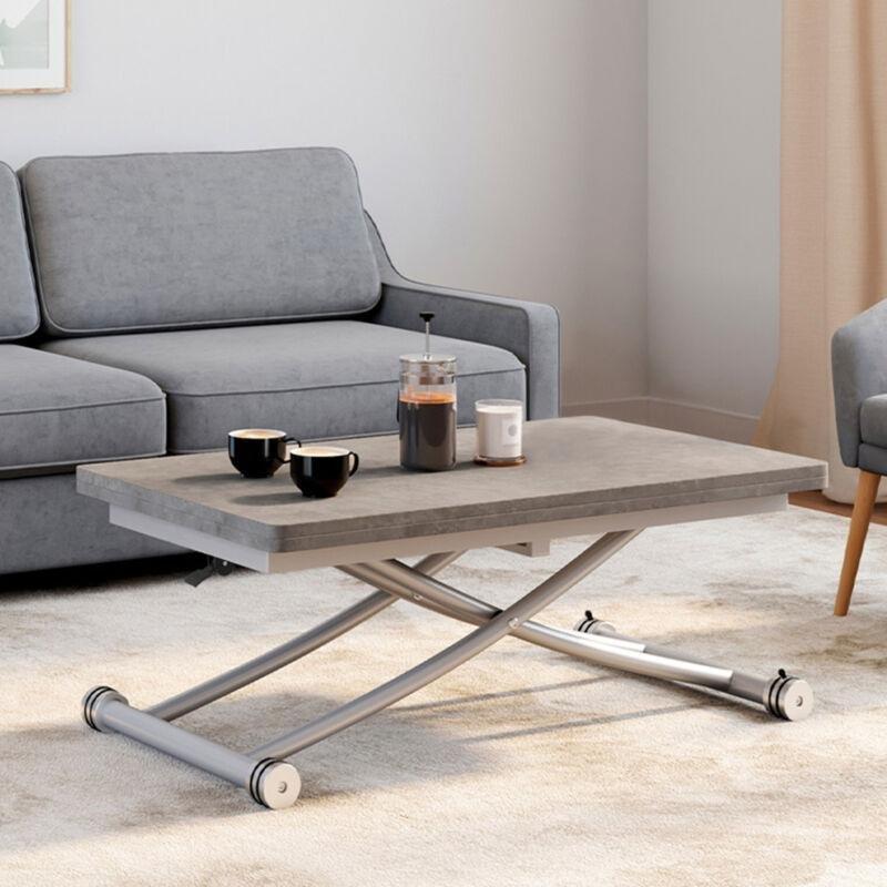 Endüstriyel Tasarımlı Beton Etkili Yemek Masası Olan Sehpa 114x100 cm - 101886