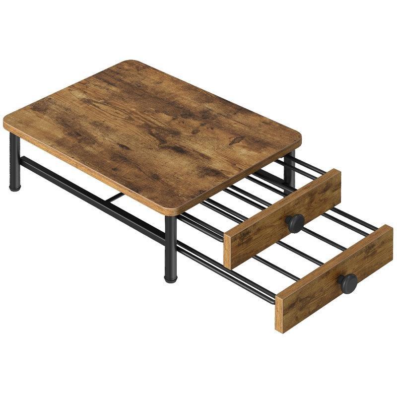 Endüstriyel Tasarımlı Kahve Köşesi 40x30x14 cm, Kahverengi Ahşap ve Siyah Metal Çerçeveli, 2 Çekmeceli - 99838