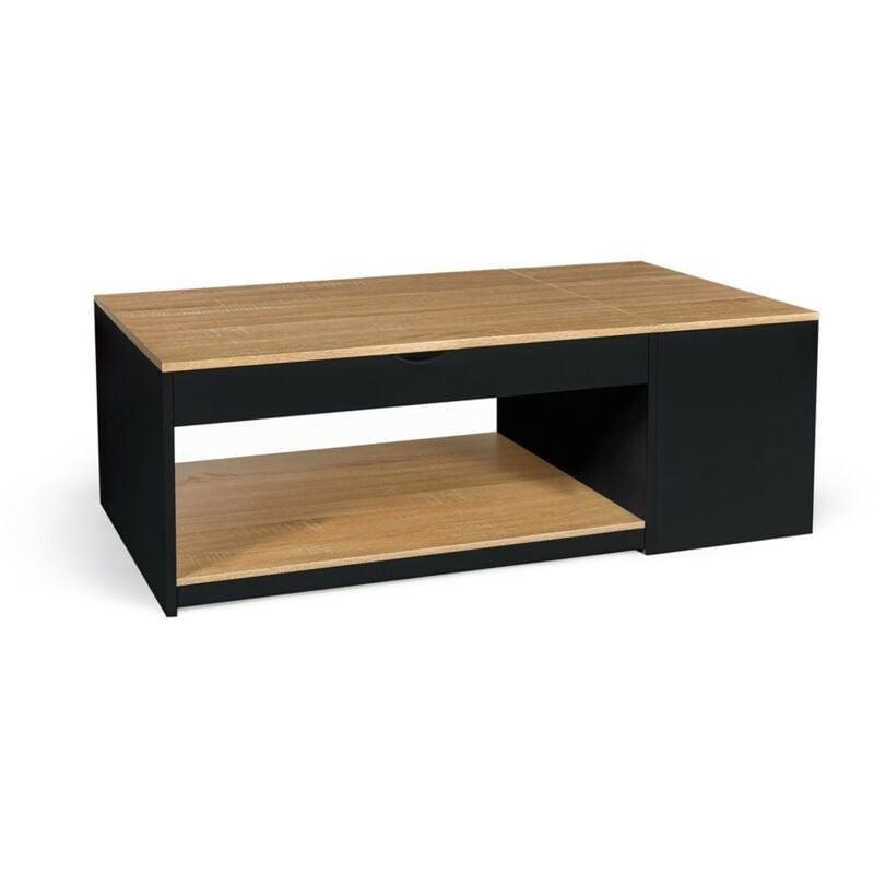 Endüstriyel Tasarımlı Kahverengi ve Siyah Açılır Akıllı Sehpa 110x60 cm - 101588