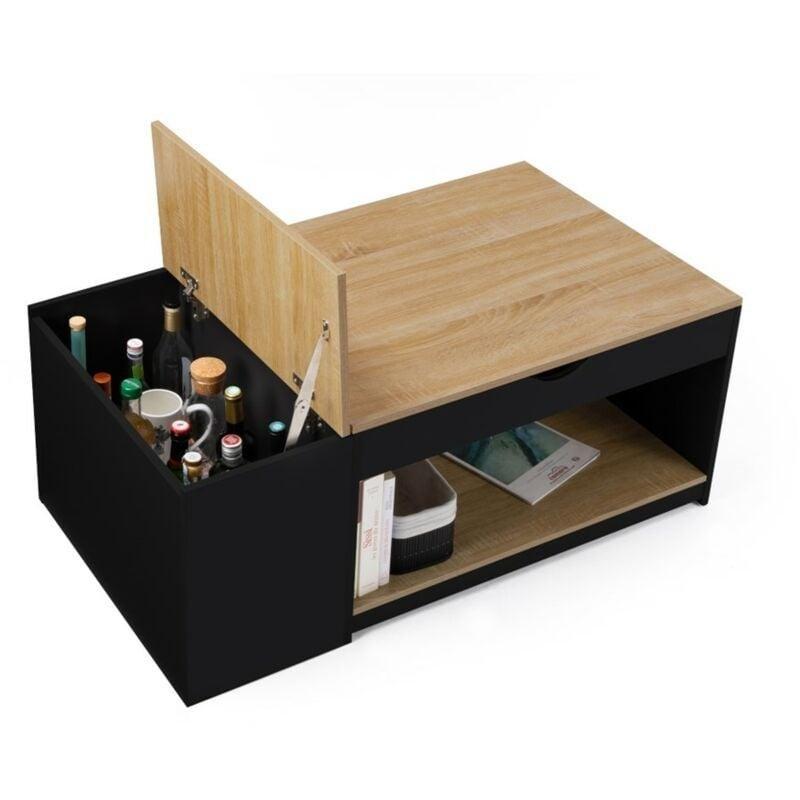 Endüstriyel Tasarımlı Kahverengi ve Siyah Açılır Akıllı Sehpa 110x60 cm - 101588