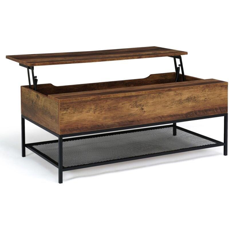 Endüstriyel Tasarımlı Koyu Kahverengi Açılır Akıllı Sehpa 100x55 cm - 101502