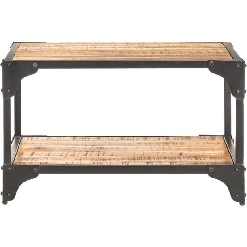 Endüstriyel Tasarımlı Masif Mango Ahşap Orta Sehpa 60x60x35 cm - 102881