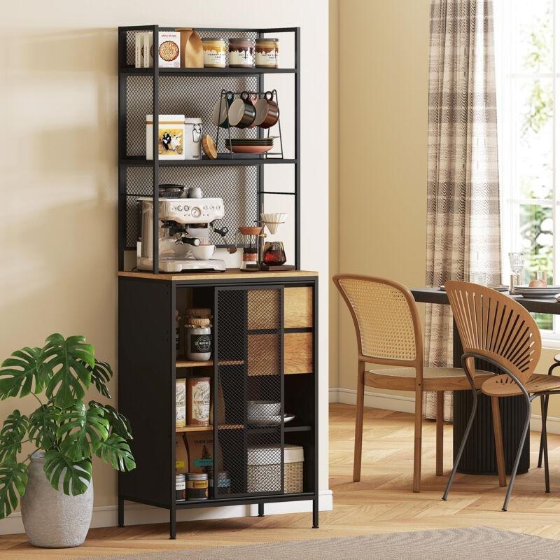 Endüstriyel Tasarımlı Mutfak Dolabı Siyah-Doğal Ahşap 60x40x180 cm - 100943