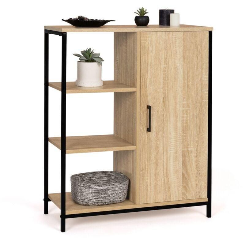 Endüstriyel Tasarımlı Siyah Metal Ahşap Kahve Köşesi 70 cm - 100214