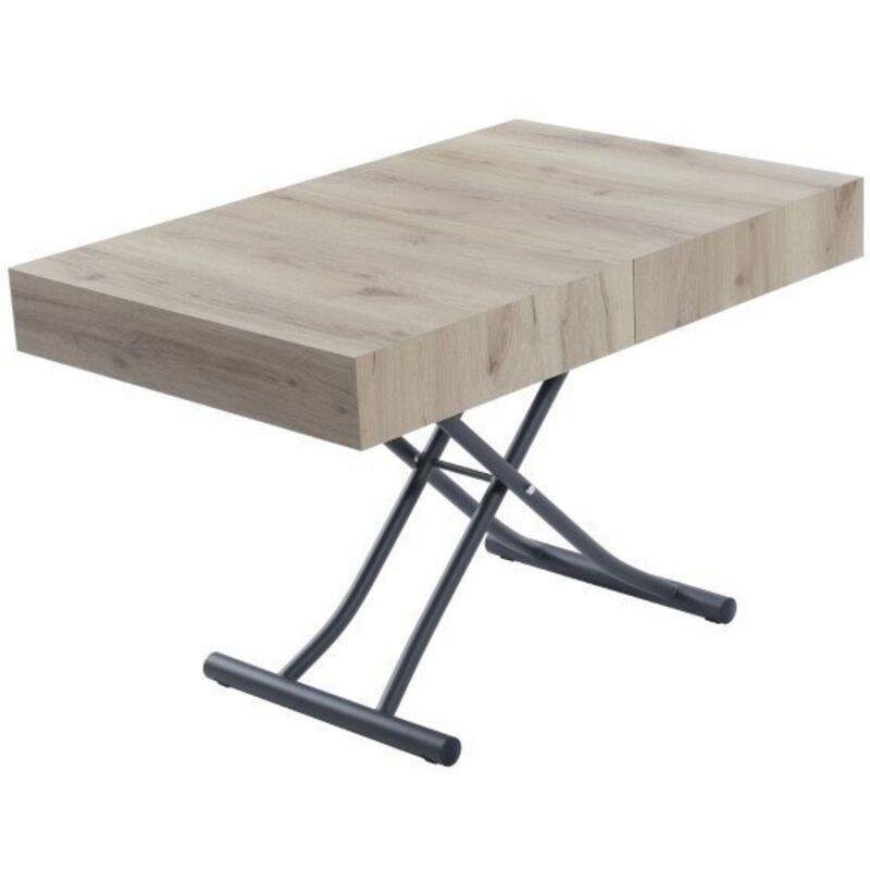 Eski Meşe Endüstriyel Çelik Ayaklı Yemek Masası Olan Sehpa 120-221 cm - 101741