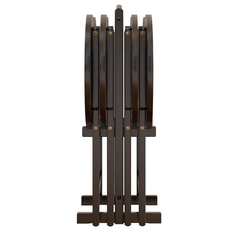 Espresso Rengi Ahşap Katlanır Zigon Sehpa Seti 58 cm Standlı 4'lü - 108289