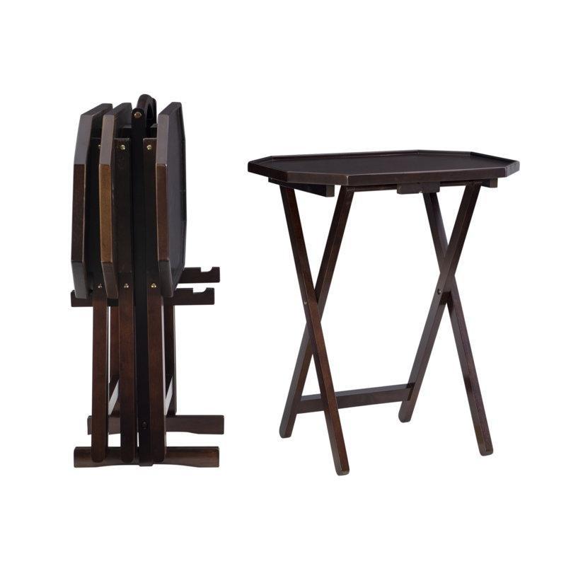 Espresso Sekizgen Ahşap Çantalı Zigon Sehpa Seti 60x40 cm - 108763