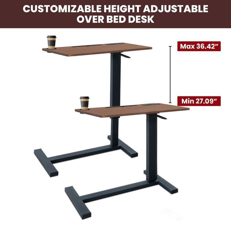 Espresso Siyah MDF Metal Tekerlekli Yükseklik Ayarlı Laptop Sehpası-93x80x40 cm - 113262