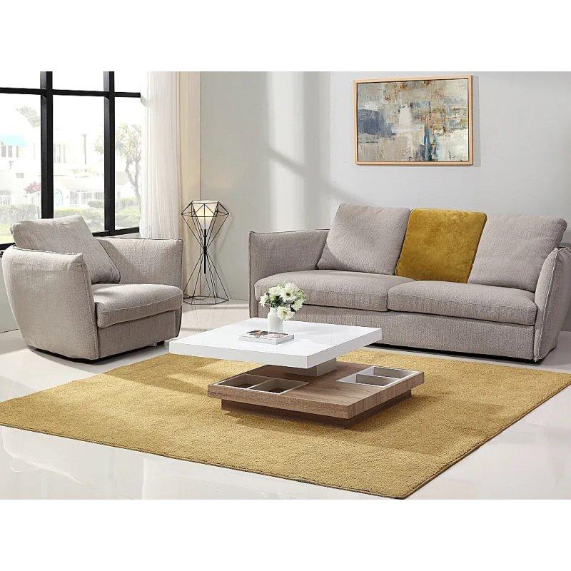 Fausto II MDF Beyaz ve Meşe Dönerli Orta Sehpa 80x80 cm - 102576