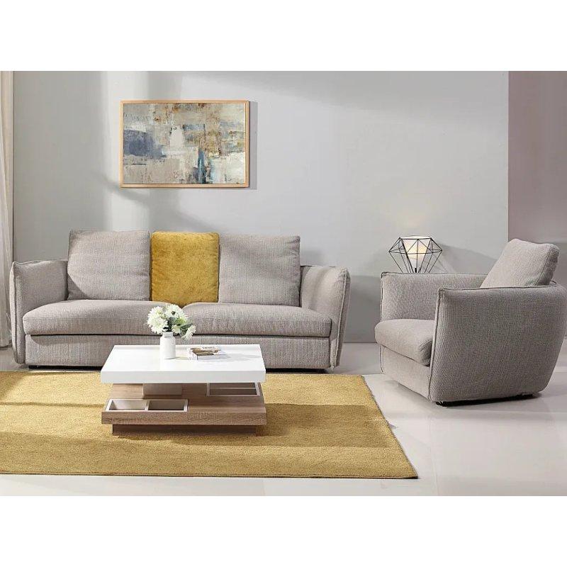 Fausto II MDF Beyaz ve Meşe Dönerli Orta Sehpa 80x80 cm - 102576