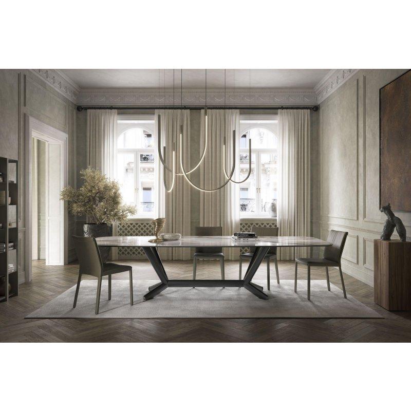 Fıçı Şeklinde Seramik Masa 200x100 cm Siyah Çelik Ayaklı - 89056