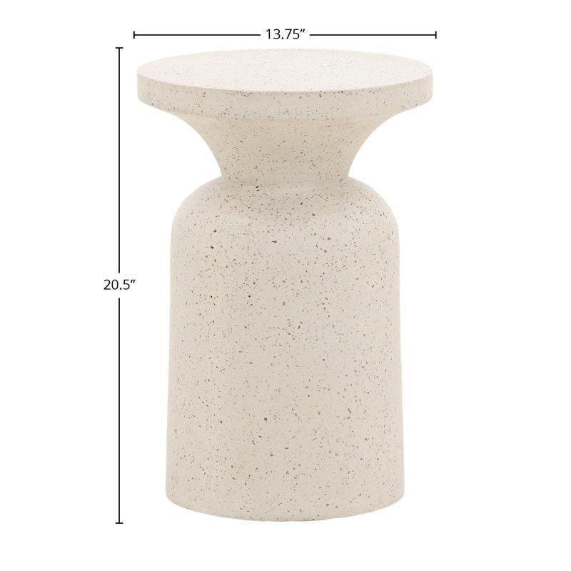 Fildişi Renkli Yuvarlak Terrazzo Orta Sehpa 35x35x52 cm - 105673