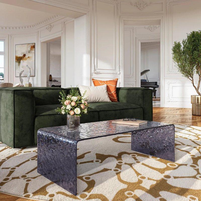 Füme Cam Orta Sehpa 110x55 cm Dikdörtgen - 103690