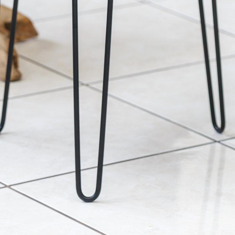 Geri Dönüştürülmüş Tik Ağacı Kütük Orta Sehpa 61x61 cm Siyah Metal Ayaklı - 105310